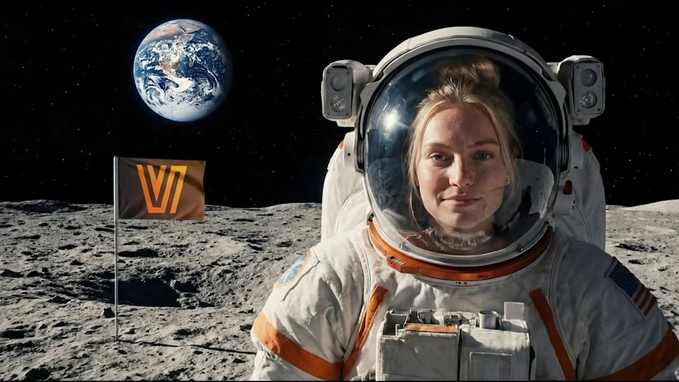 AI film: astronaut on the moon